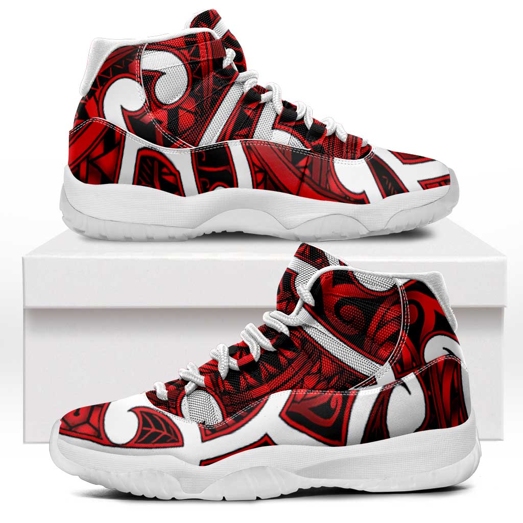 Aotearoa Maori Kowhaiwhai Sneakers J11 Whero Puhoro and Patiki