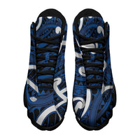 Aotearoa Maori Kowhaiwhai Sneakers J13 Kikorangi Puhoro and Patiki