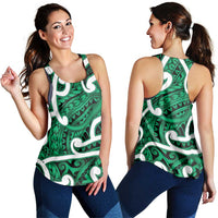 Aotearoa Maori Kowhaiwhai Women Racerback Tank Kakariki Puhoro and Patiki LT9 - Polynesian Pride