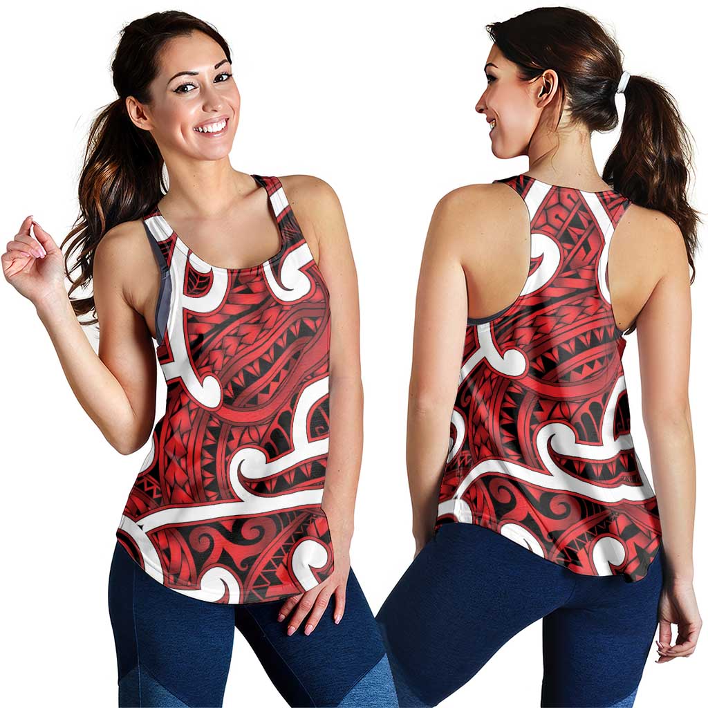 Aotearoa Maori Kowhaiwhai Women Racerback Tank Whero Puhoro and Patiki LT9 - Polynesian Pride