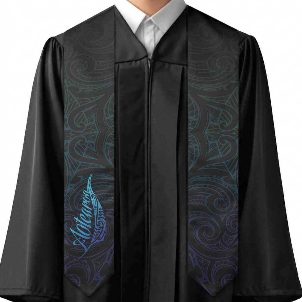 Aotearoa New Zealand Graduation Stole Koru Fern Blue Gradient
