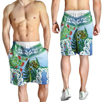 Aotearoa New Zealand Natural Plants Shorts for Men Pohutukawa with Silver Ferns Koru Frond Maori Tattoos LT03 - Polynesian Pride