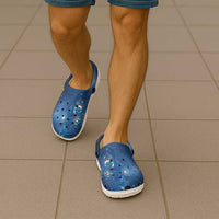 Aotearoa New Zealand New Year Clogs Shoes Tribal Koru Tattoo Blue Galaxy Maori Silver Fern LT03 - Polynesian Pride
