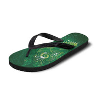 Aotearoa New Zealand New Year Flip Flops Tribal Koru Tattoo Green Galaxy Maori Silver Fern LT03 - Polynesian Pride