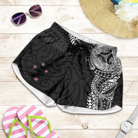 Aotearoa Volleyball Shorts for Women Silver Ferns and Maori Tribal Black LT03 Black - Polynesian Pride