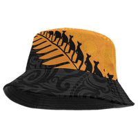 Australia New Zealand Rugby Bucket Hat Gold Aboriginal Wallabies and Maori Black Fern LT9 One Size Gold - Polynesian Pride