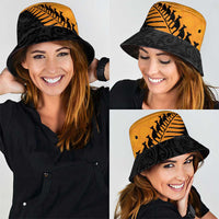 Australia New Zealand Rugby Bucket Hat Gold Aboriginal Wallabies and Maori Black Fern LT9 - Polynesian Pride