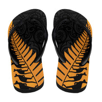 Australia New Zealand Rugby Flip Flops Gold Aboriginal Wallabies and Maori Black Fern LT9 - Polynesian Pride