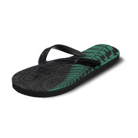 Australia New Zealand Rugby Flip Flops Green Aboriginal Wallabies and Maori Black Fern LT9 - Polynesian Pride
