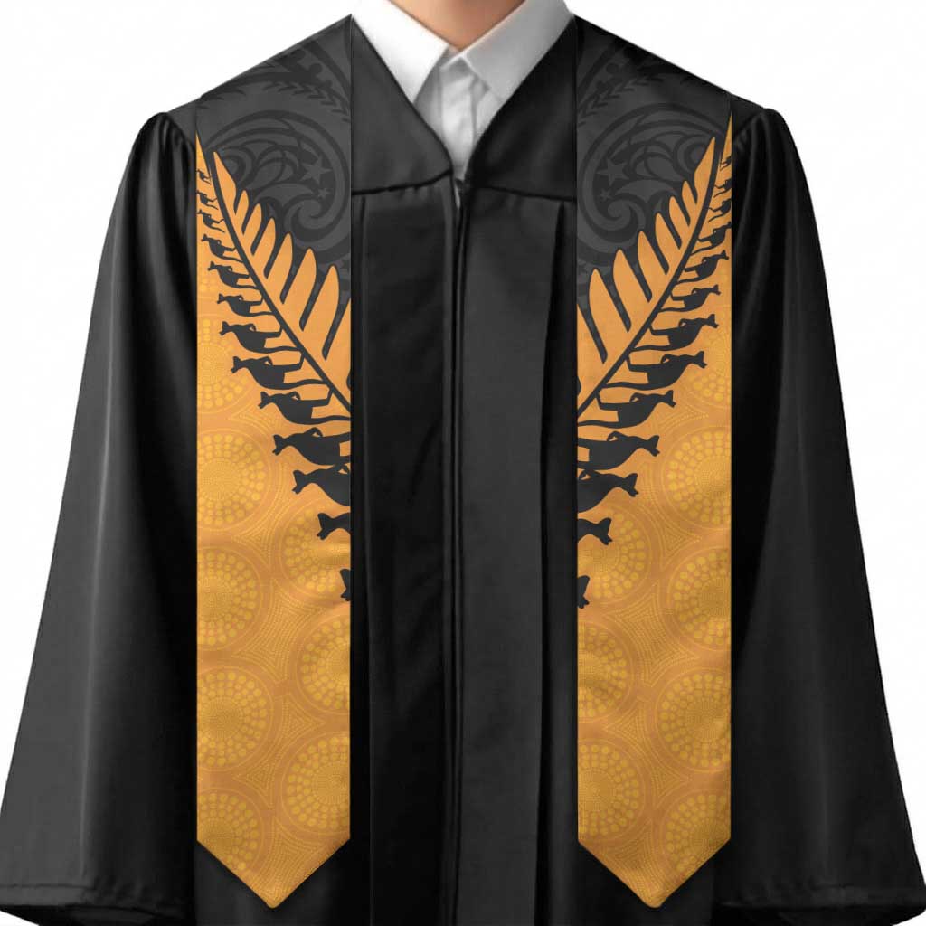 Australia New Zealand Rugby Graduation Stole Gold Aboriginal Wallabies and Maori Black Fern LT9 - Polynesian Pride
