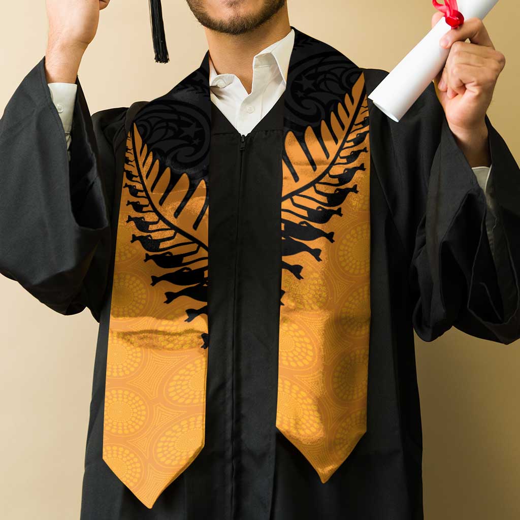 Australia New Zealand Rugby Graduation Stole Gold Aboriginal Wallabies and Maori Black Fern LT9 - Polynesian Pride
