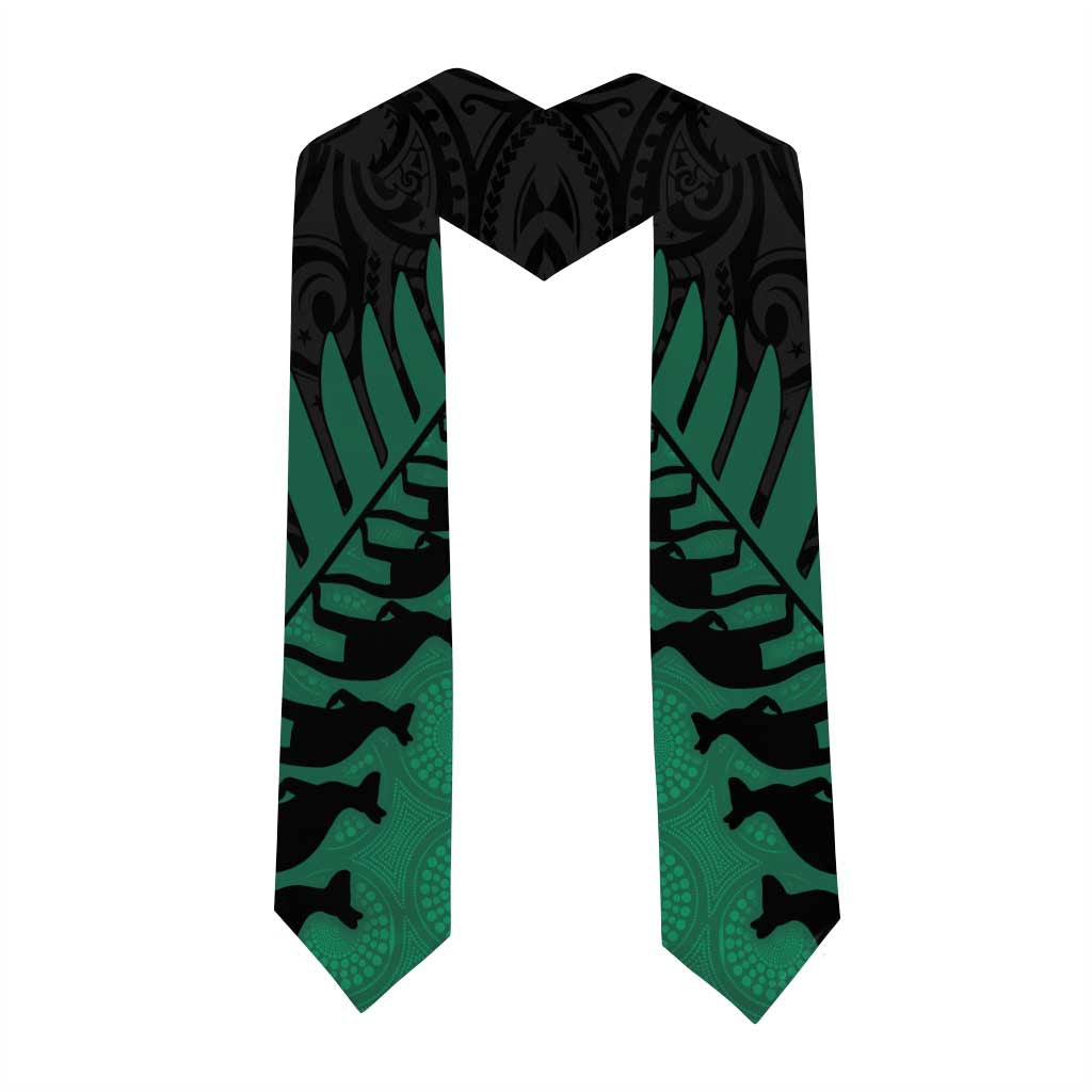 Australia New Zealand Rugby Graduation Stole Green Aboriginal Wallabies and Maori Black Fern LT9 - Polynesian Pride