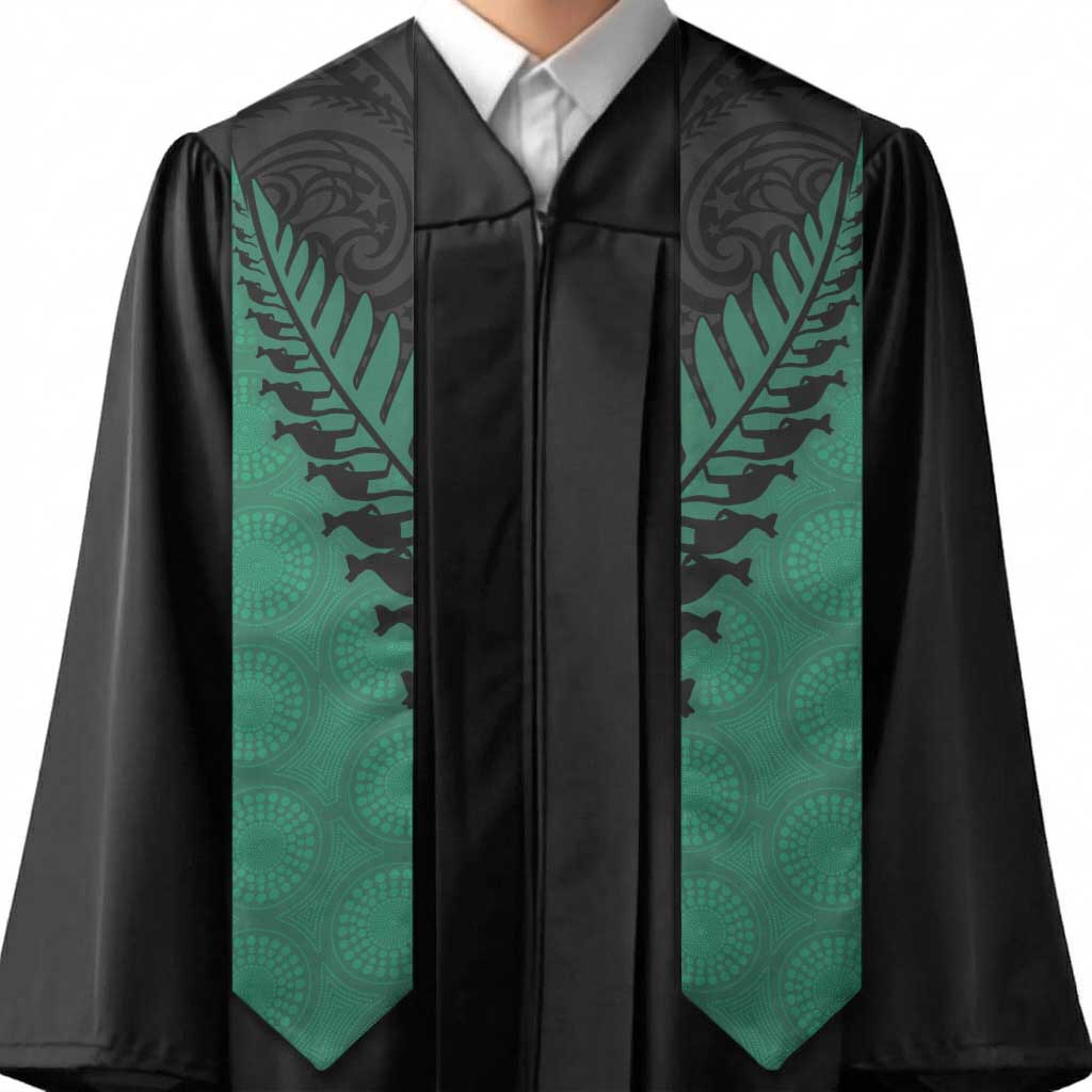 Australia New Zealand Rugby Graduation Stole Green Aboriginal Wallabies and Maori Black Fern LT9 - Polynesian Pride