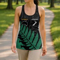 Australia New Zealand Rugby Hollow Tank Top Green Aboriginal Wallabies and Maori Black Fern LT9 - Polynesian Pride