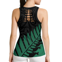 Australia New Zealand Rugby Hollow Tank Top Green Aboriginal Wallabies and Maori Black Fern LT9 - Polynesian Pride