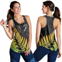 Australia New Zealand Rugby Women Racerback Tank Gradient Aboriginal Wallabies and Maori Black Fern LT9 - Polynesian Pride