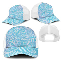 Baby Blue Gradient Polynesia Mesh Trucker Cap Hawaiian Tribal Hammerhead Shark Tattoo - Polynesian Pride