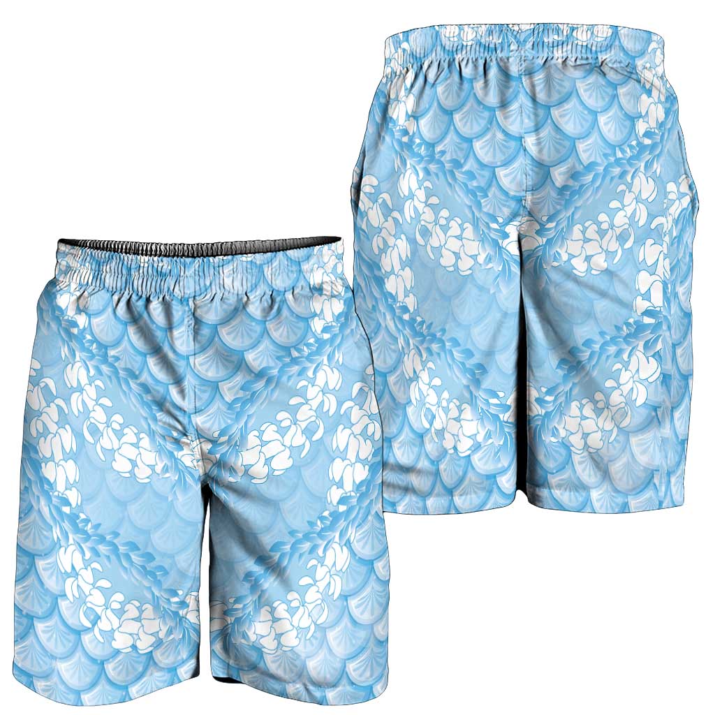 Baby Blue Mermaid Puakenikeni Maile Lei Shorts for Men
