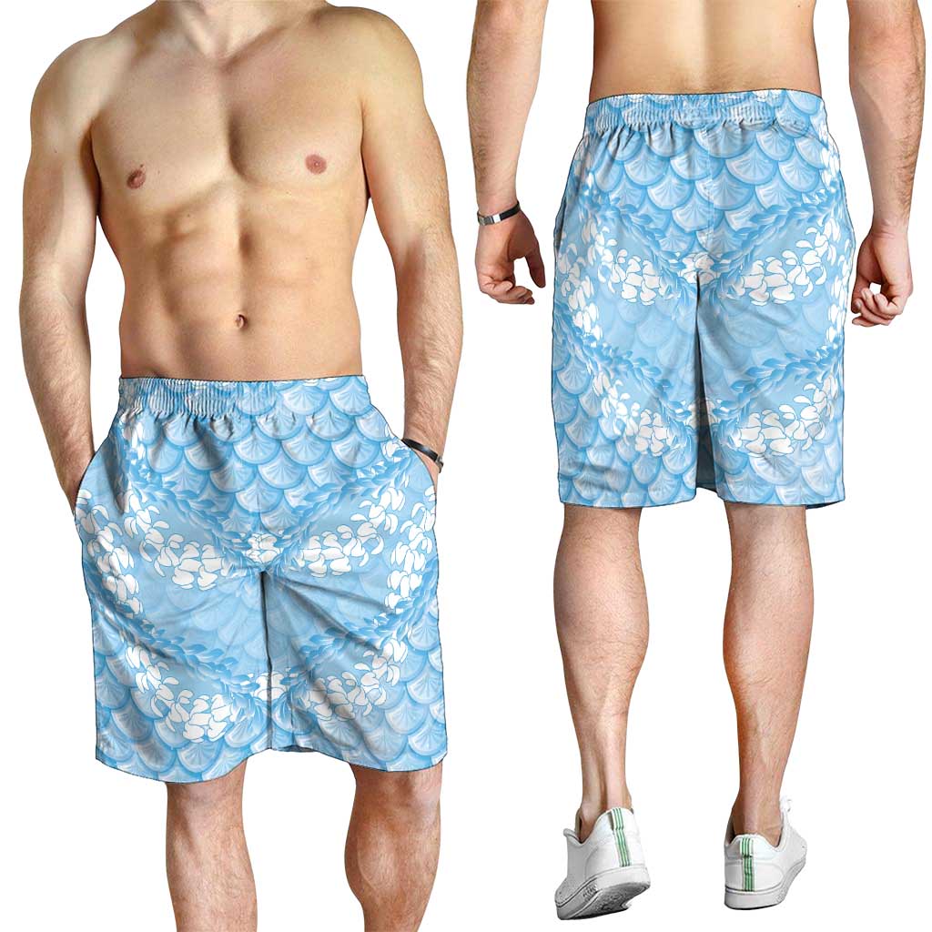 Baby Blue Mermaid Puakenikeni Maile Lei Shorts for Men