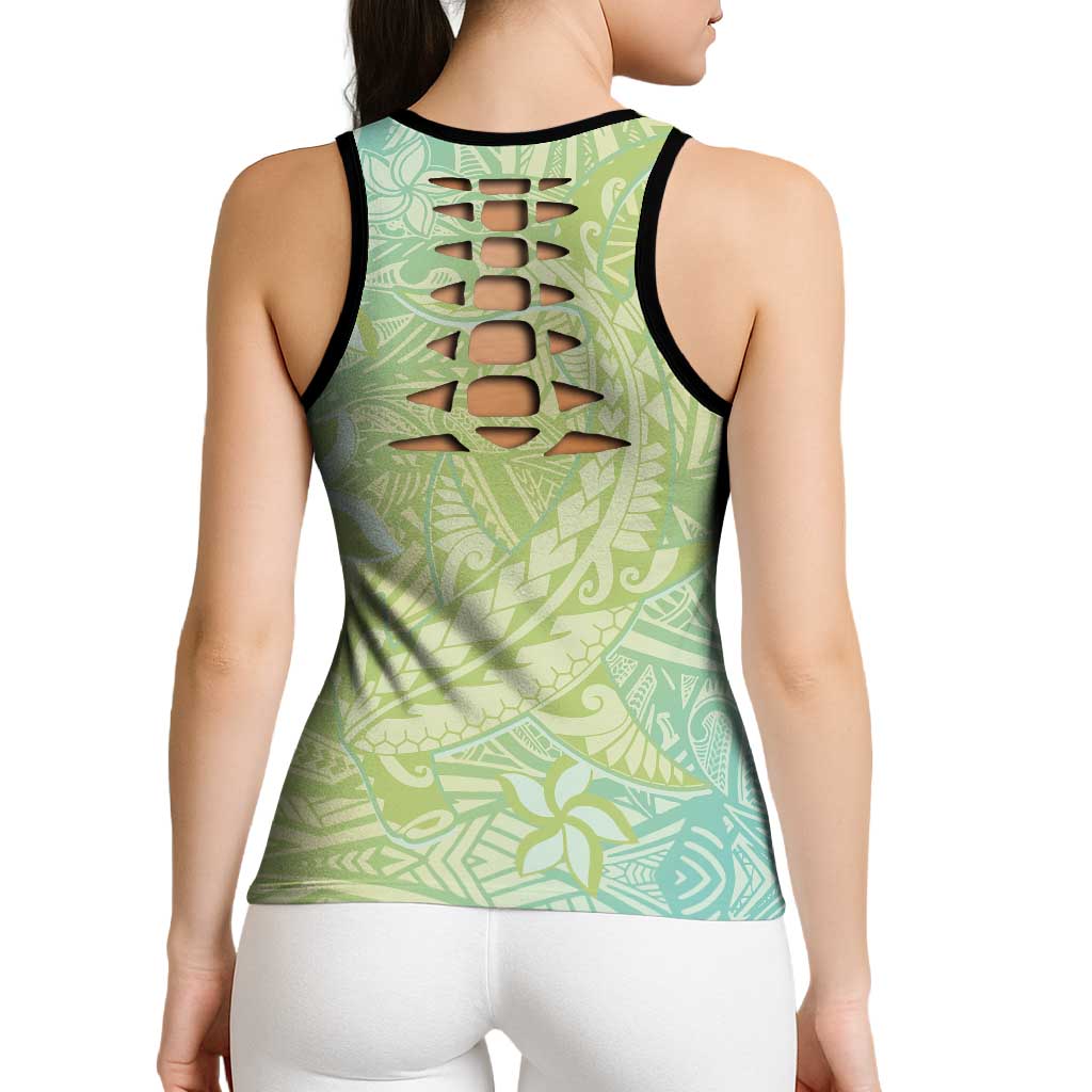 Baby Green Gradient Polynesia Hollow Tank Top Hawaiian Tribal Hammerhead Shark Tattoo - Polynesian Pride