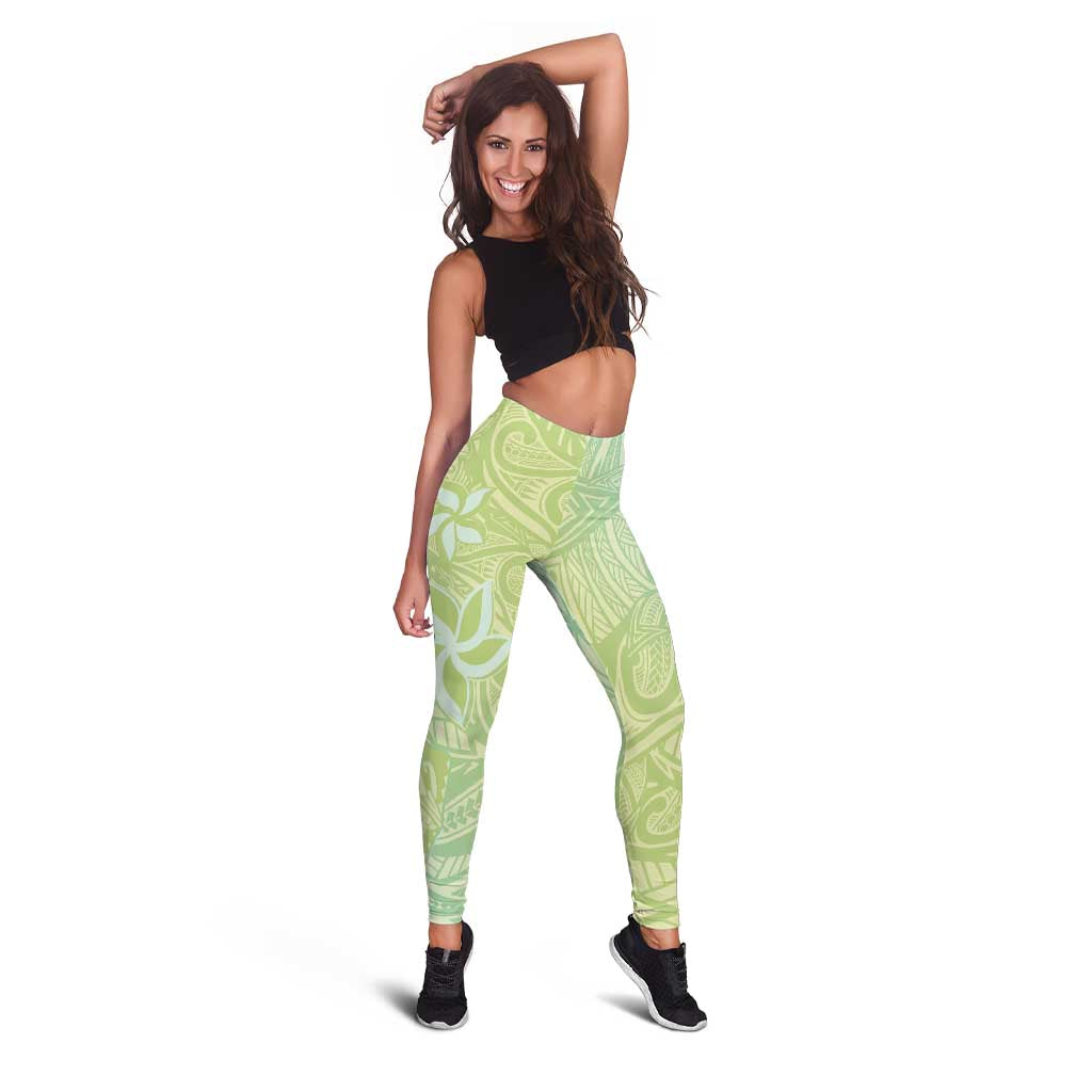 Baby Green Gradient Polynesia Leggings Hawaiian Tribal Hammerhead Shark Tattoo - Polynesian Pride