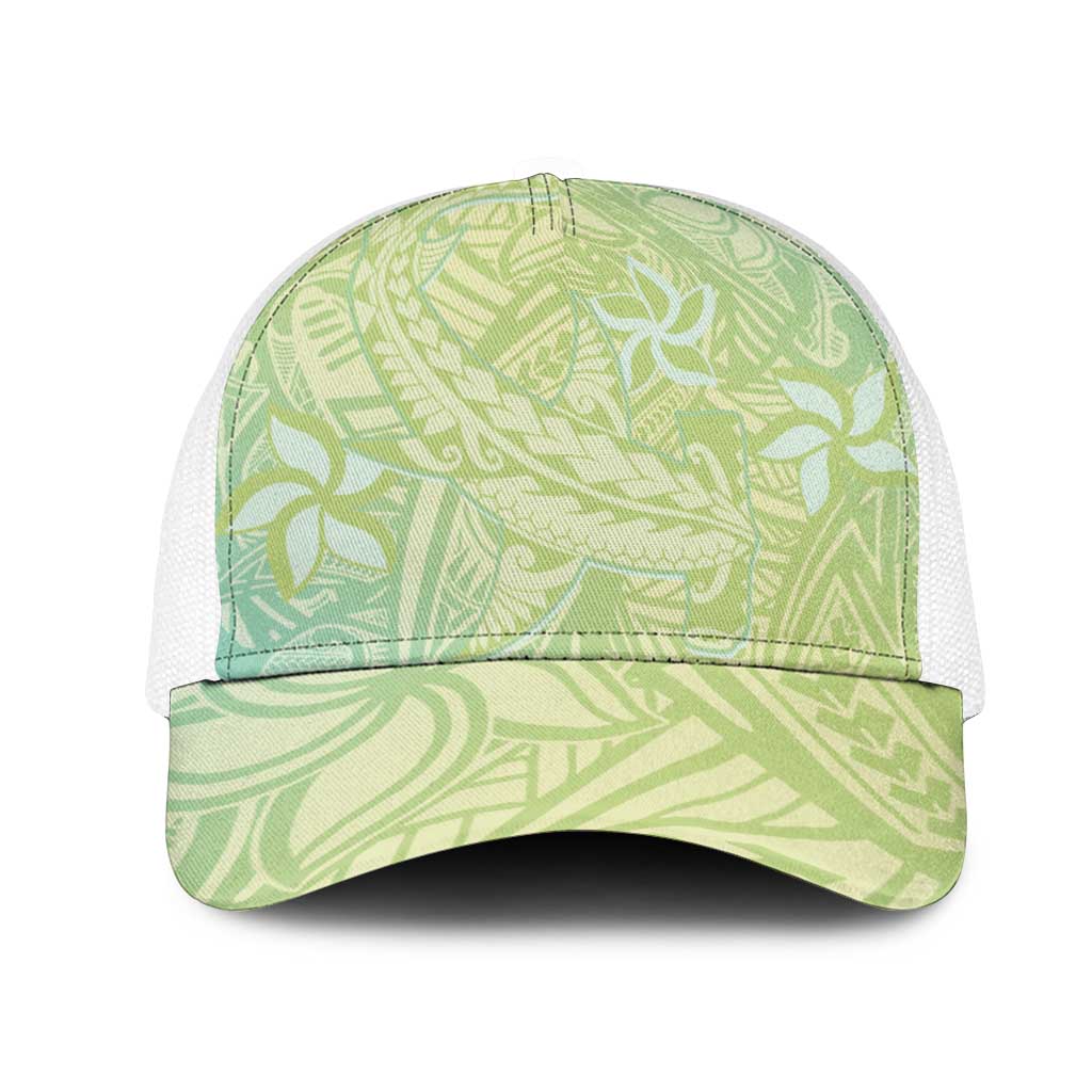 Baby Green Gradient Polynesia Mesh Trucker Cap Hawaiian Tribal Hammerhead Shark Tattoo - Polynesian Pride