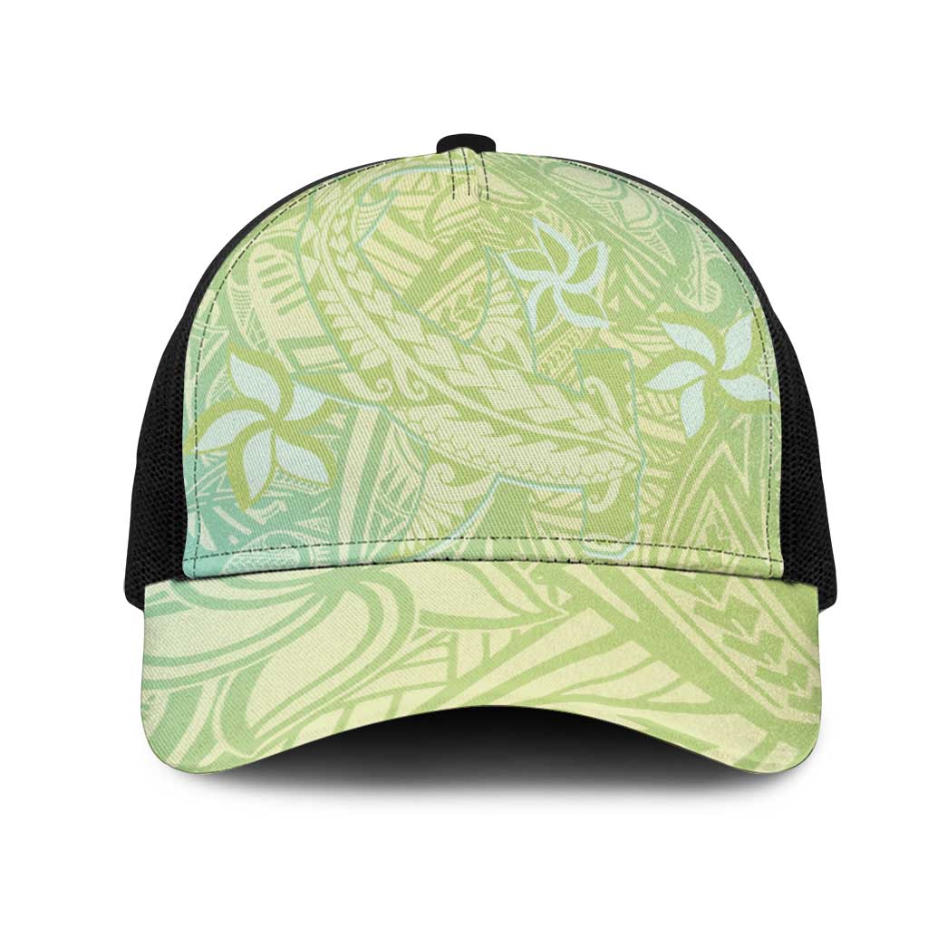 Baby Green Gradient Polynesia Mesh Trucker Cap Hawaiian Tribal Hammerhead Shark Tattoo - Polynesian Pride