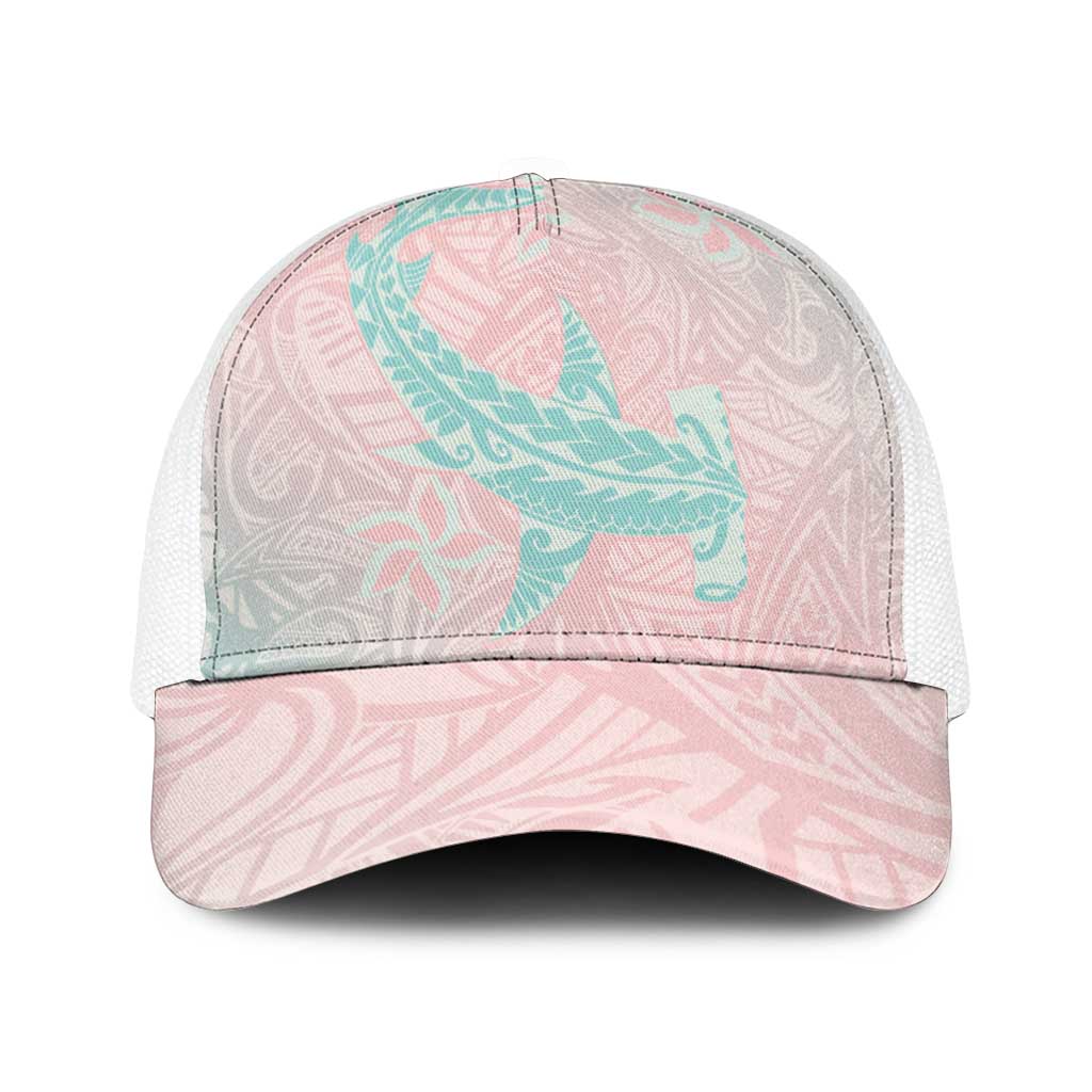 Baby Pink Gradient Polynesia Baseball Net Cap Hawaiian Tribal Hammerhead Shark Tattoo - Polynesian Pride