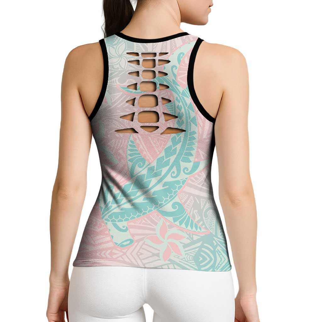 Baby Pink Gradient Polynesia Hollow Tank Top Hawaiian Tribal Hammerhead Shark Tattoo - Polynesian Pride