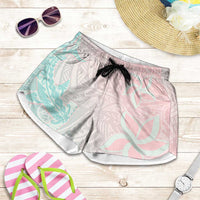 Baby Pink Gradient Polynesia Shorts for Women Hawaiian Tribal Hammerhead Shark Tattoo LT14 Baby Pink - Polynesian Pride