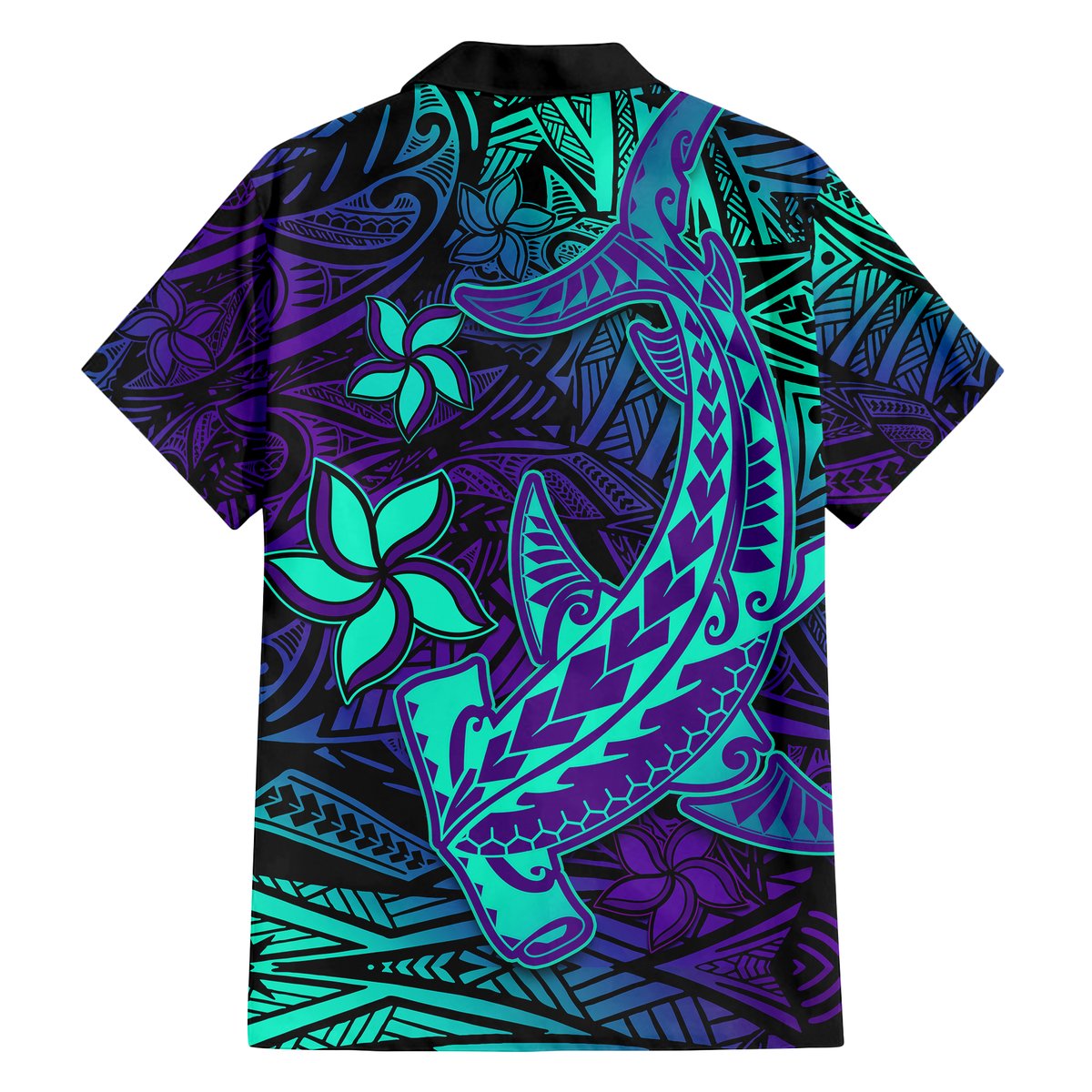 Purple Polynesian Family Matching Outfits - Off Shoulder Maxi Dress and Hawaiian Shirt Tribal Hammerhead Shark LT14 - Polynesian Pride