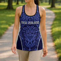 Basketball New Zealand Hollow Tank Top Blue Maori Ta Moko Indigenous - Polynesian Pride