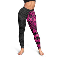 Basketball New Zealand Leggings Pink Maori Ta Moko Indigenous - Polynesian Pride