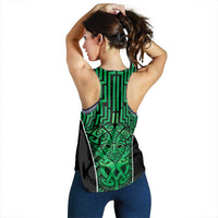 Basketball New Zealand Women Racerback Tank Green Maori Ta Moko Indigenous LT9 - Polynesian Pride