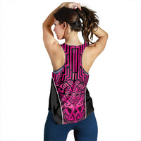 Basketball New Zealand Women Racerback Tank Pink Maori Ta Moko Indigenous LT9 - Polynesian Pride