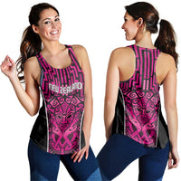 Basketball New Zealand Women Racerback Tank Pink Maori Ta Moko Indigenous LT9 - Polynesian Pride