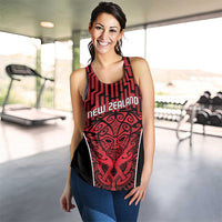 Basketball New Zealand Women Racerback Tank Red Maori Ta Moko Indigenous LT9 - Polynesian Pride