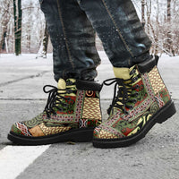 Beige Aotearoa Kowhaiwhai Pattern All Season Boots NZ Maori Quilt Style - Polynesian Pride
