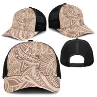 Beige Gradient Polynesia Baseball Net Cap Hawaiian Tribal Hammerhead Shark Tattoo - Polynesian Pride