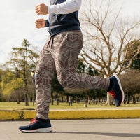 Beige Gradient Polynesia Jogger Pants Hawaiian Tribal Hammerhead Shark Tattoo - Polynesian Pride