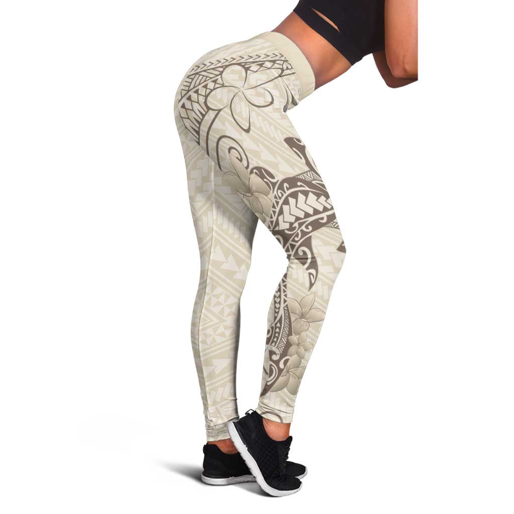 Beige Hawaii Leggings Hammerhead Shark Tattoo Curve Polynesian LT14 - Polynesian Pride