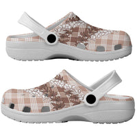 Beige Hawaii Palaka Clogs Shoes Hawaiian Honohono Lei