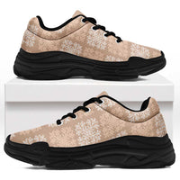 Beige Palaka Quilt Hawaii Chunky Sneakers Traditional Hawaii-plaid Pattern - Polynesian Pride