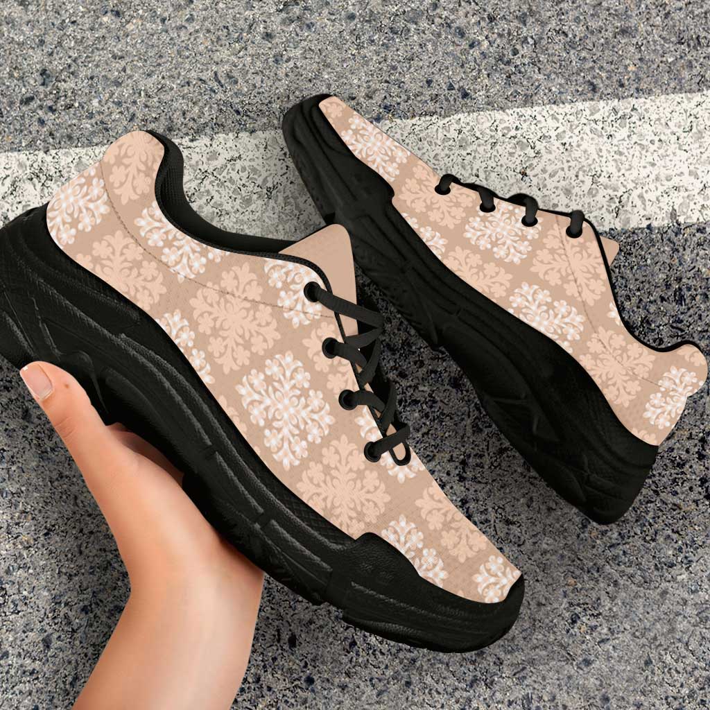 Beige Palaka Quilt Hawaii Chunky Sneakers Traditional Hawaii-plaid Pattern - Polynesian Pride