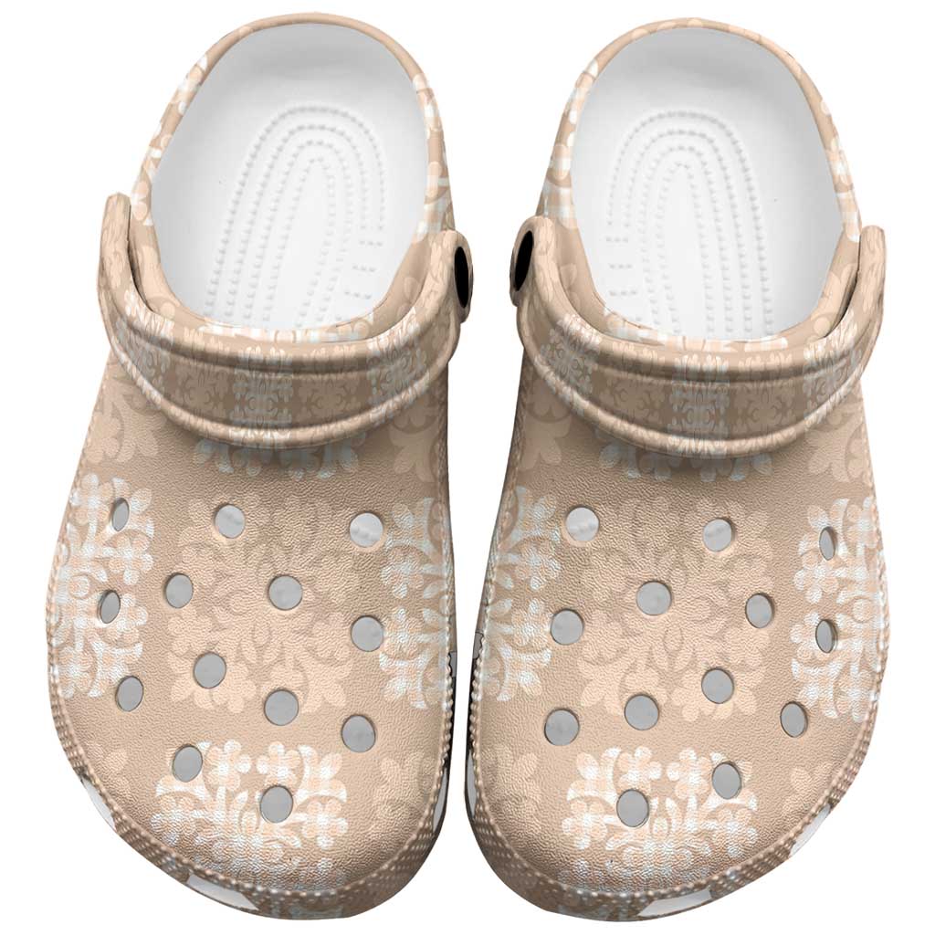 Beige Palaka Quilt Hawaii Clogs Shoes Traditional Hawaii-plaid Pattern - Polynesian Pride