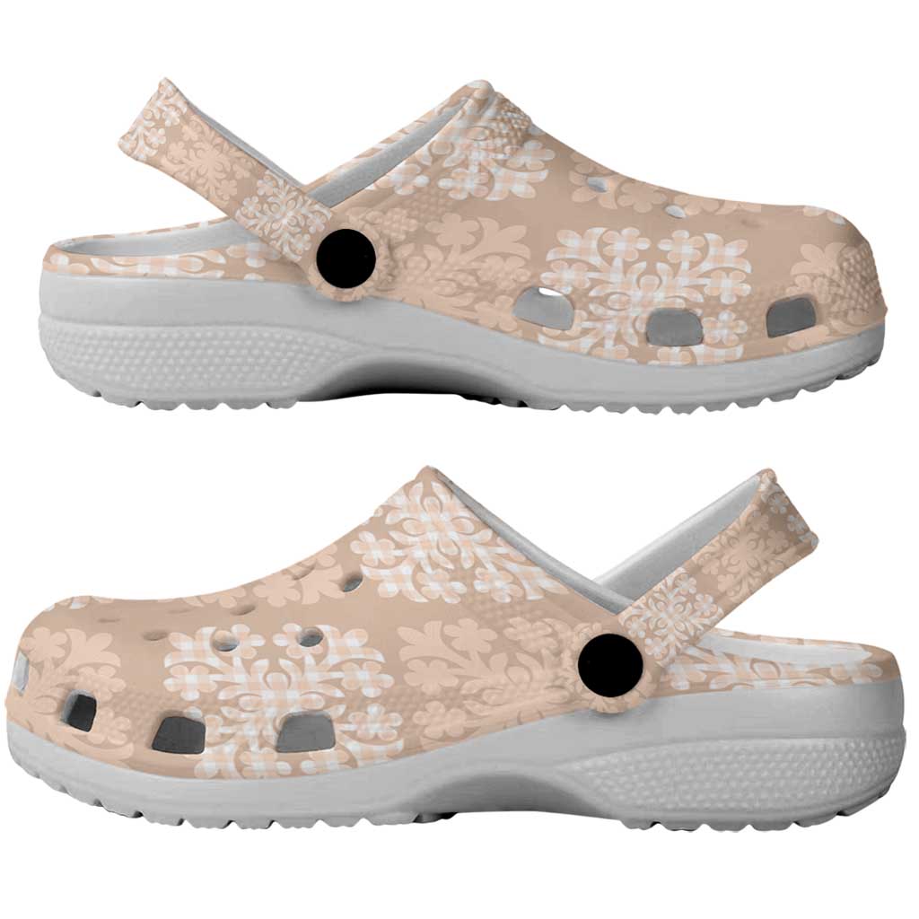 Beige Palaka Quilt Hawaii Clogs Shoes Traditional Hawaii-plaid Pattern - Polynesian Pride