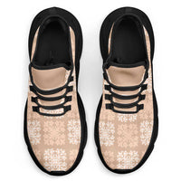 Beige Palaka Quilt Hawaii Clunky Sneakers Traditional Hawaii-plaid Pattern - Polynesian Pride