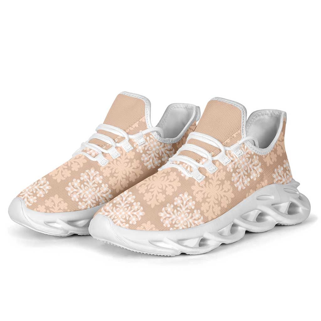 Beige Palaka Quilt Hawaii Clunky Sneakers Traditional Hawaii-plaid Pattern - Polynesian Pride