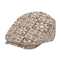 Beige Palaka Quilt Hawaii Jeff Hat Hawaiian Tropical Monstera Sea Turtle