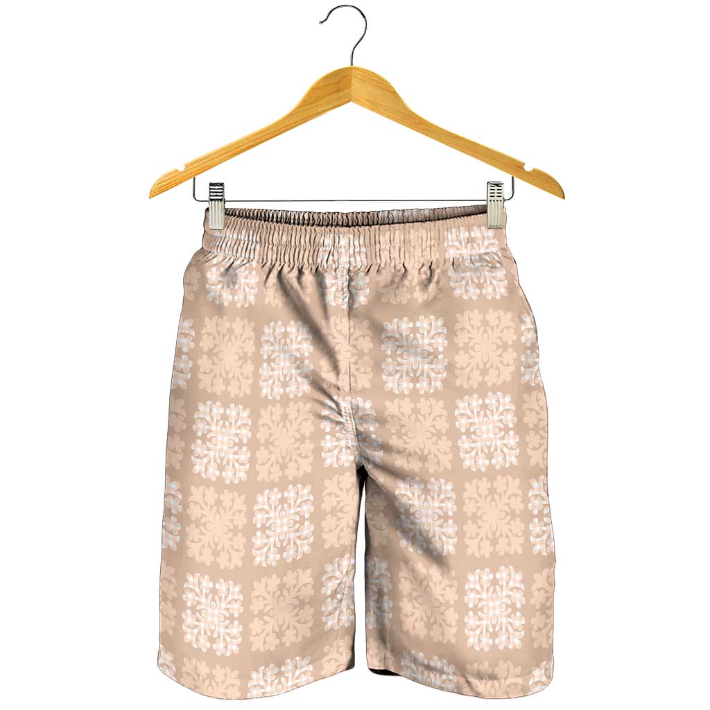 Beige Palaka Quilt Hawaii Shorts for Men Traditional Hawaii-plaid Pattern LT14 - Polynesian Pride